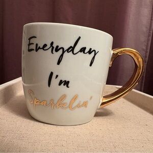 Stella & Dot Gold Handle White Mug - Everyday I'm Sparklin'